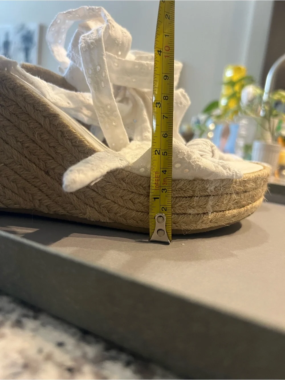 White Eyelet Ankle Tie Espadrille Wedge  Cottage-core/Prairie Sandals